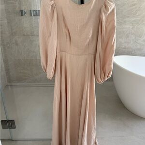 ASOS EDITION full skirt midi dress with ruched strap back in seashell